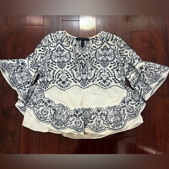 BCBGMaxAzria Black and Cream Patterned Blouse - Picture 1 of 5